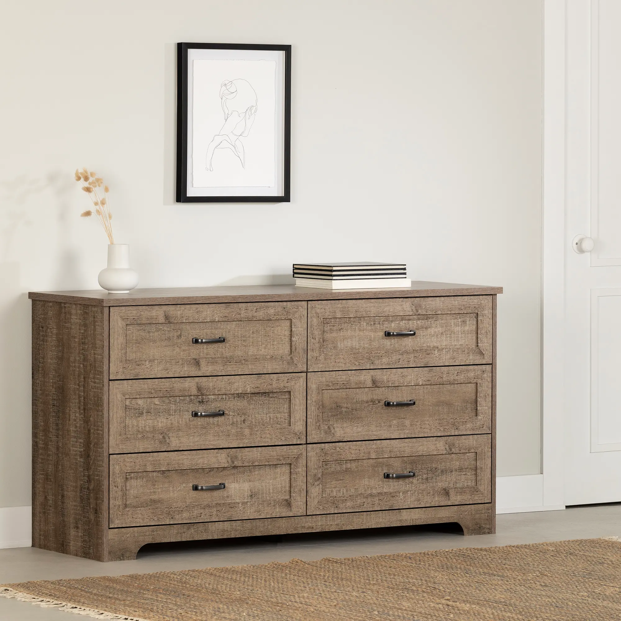 Prairie Brown 6-Drawer Double Dresser - South Shore