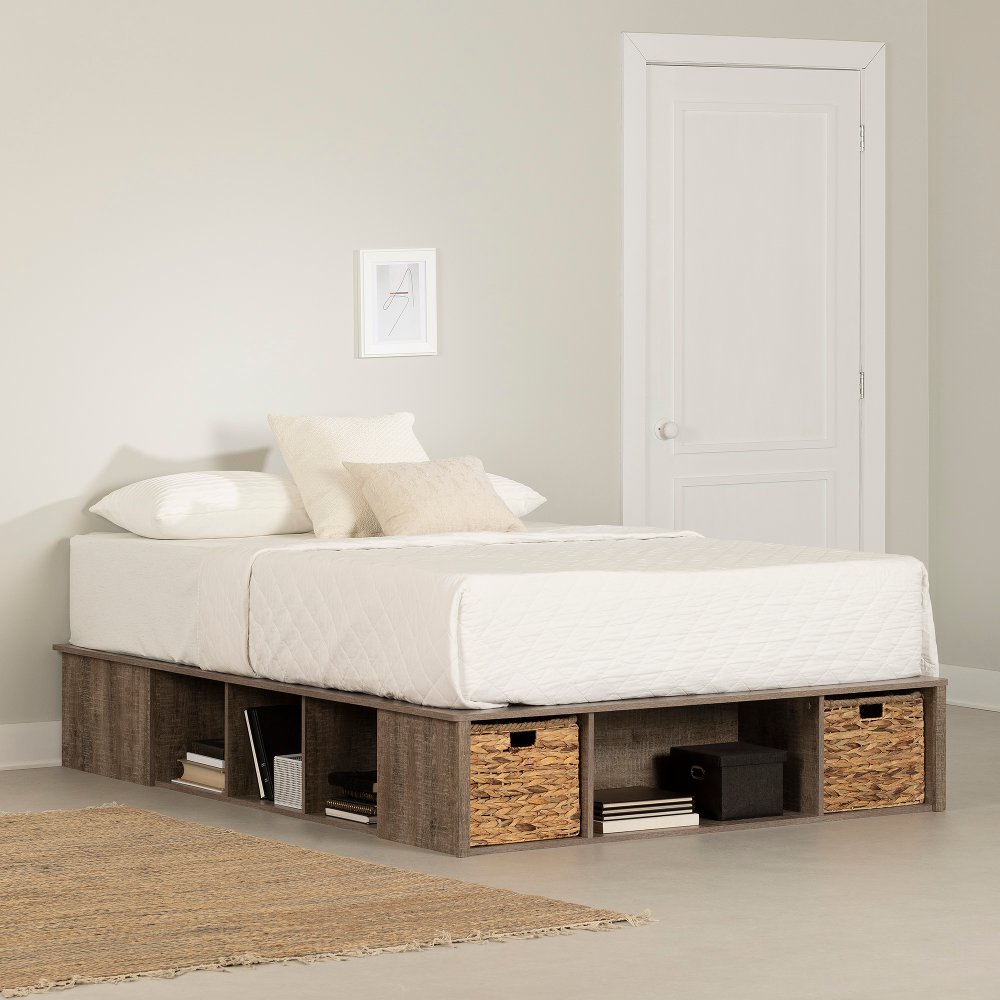 Prairie Brown Full Storage Bed with Baskets - South Shore