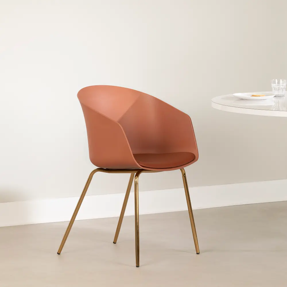 13764 Flam Orange Chair with Gold Metal Legs-1