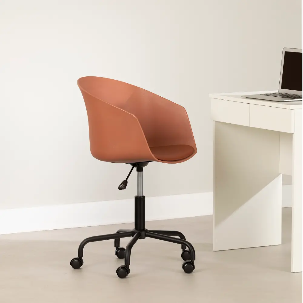 13767 Flam Orange and Black Swivel Chair - South Shore-1