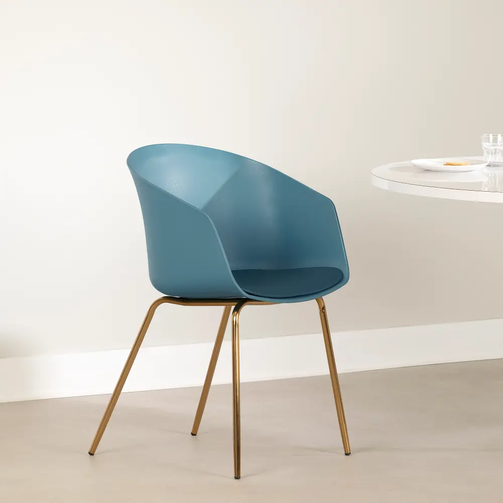 13769 Flam Blue Chair with Gold Metal Legs-1