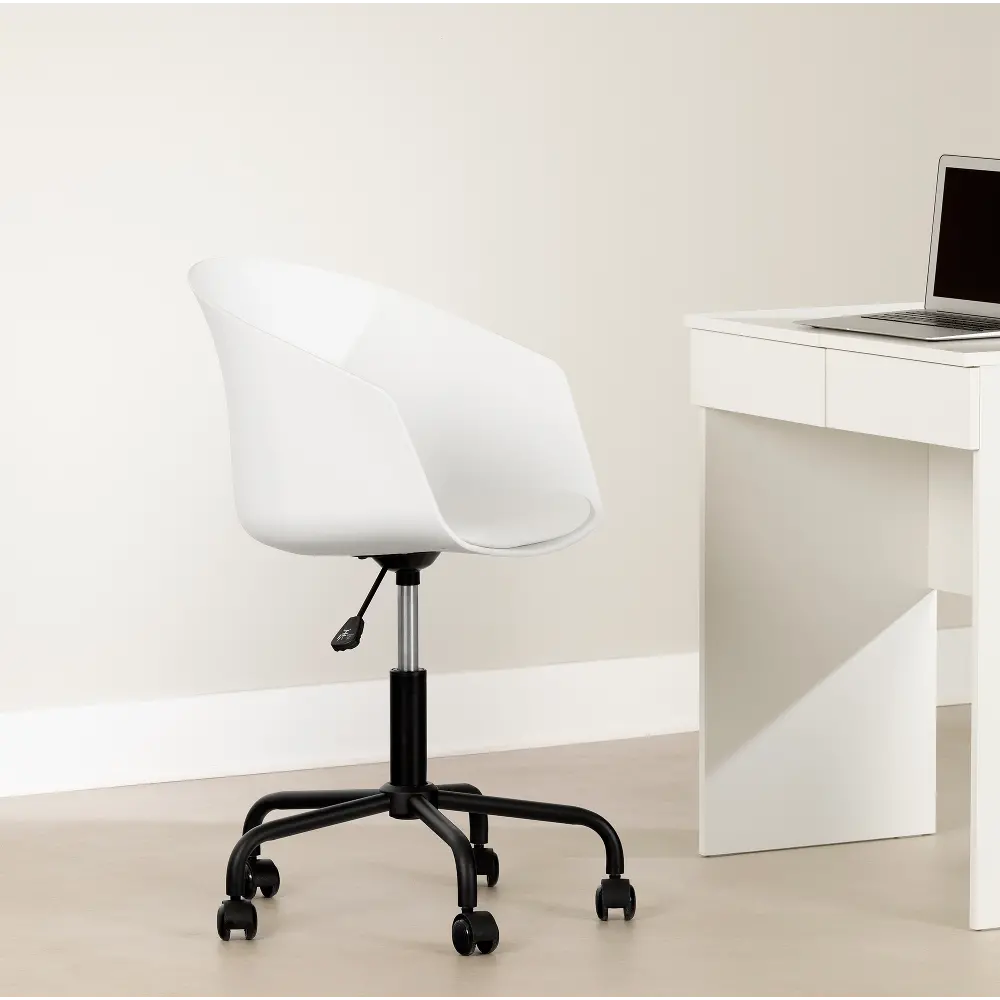 13775 Flam White and Black Swivel Chair - South Shore-1