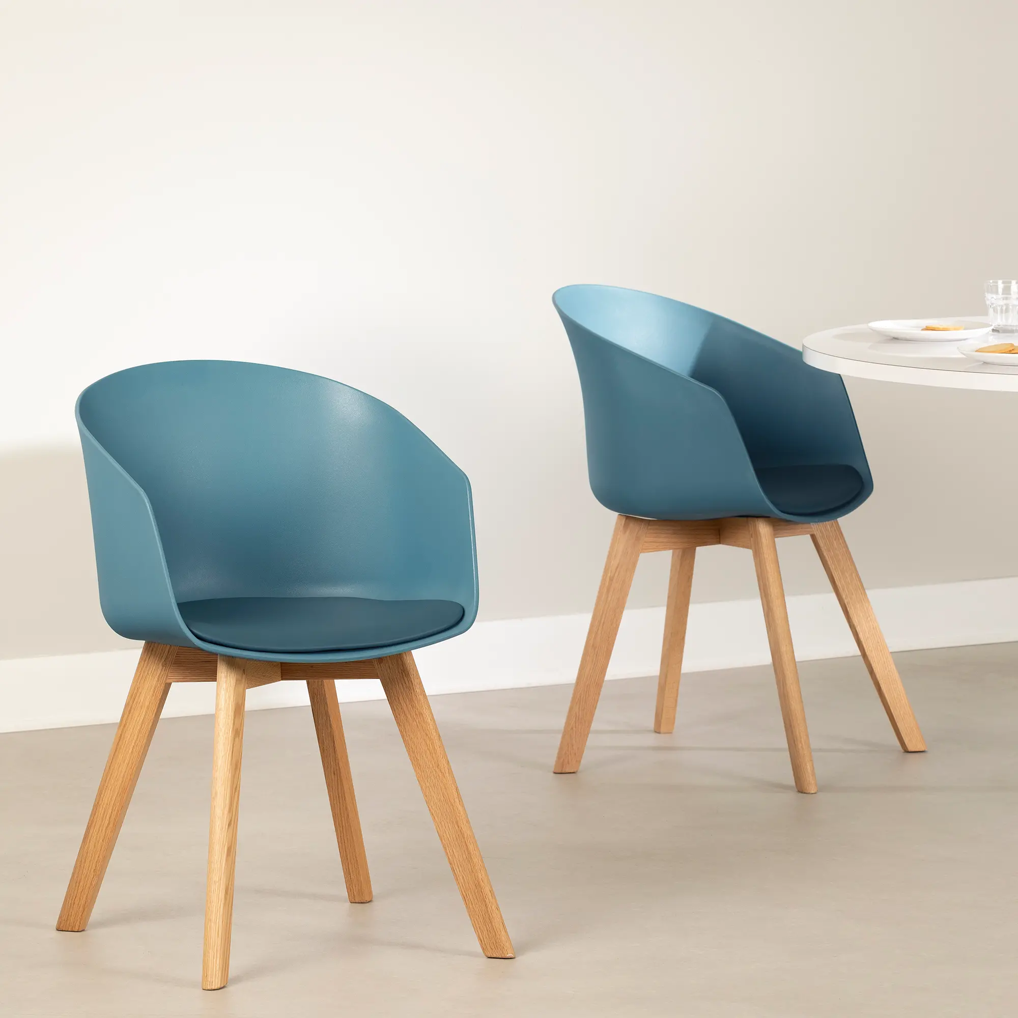 Flam Blue Chair Set with Wooden Legs - South Shore