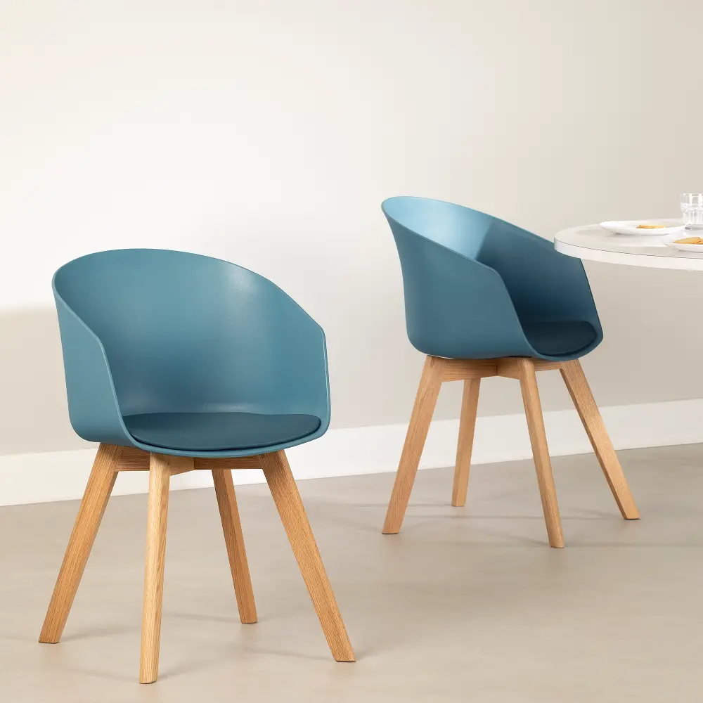 13779 Flam Blue Chair Set with Wooden Legs - South Shore-1