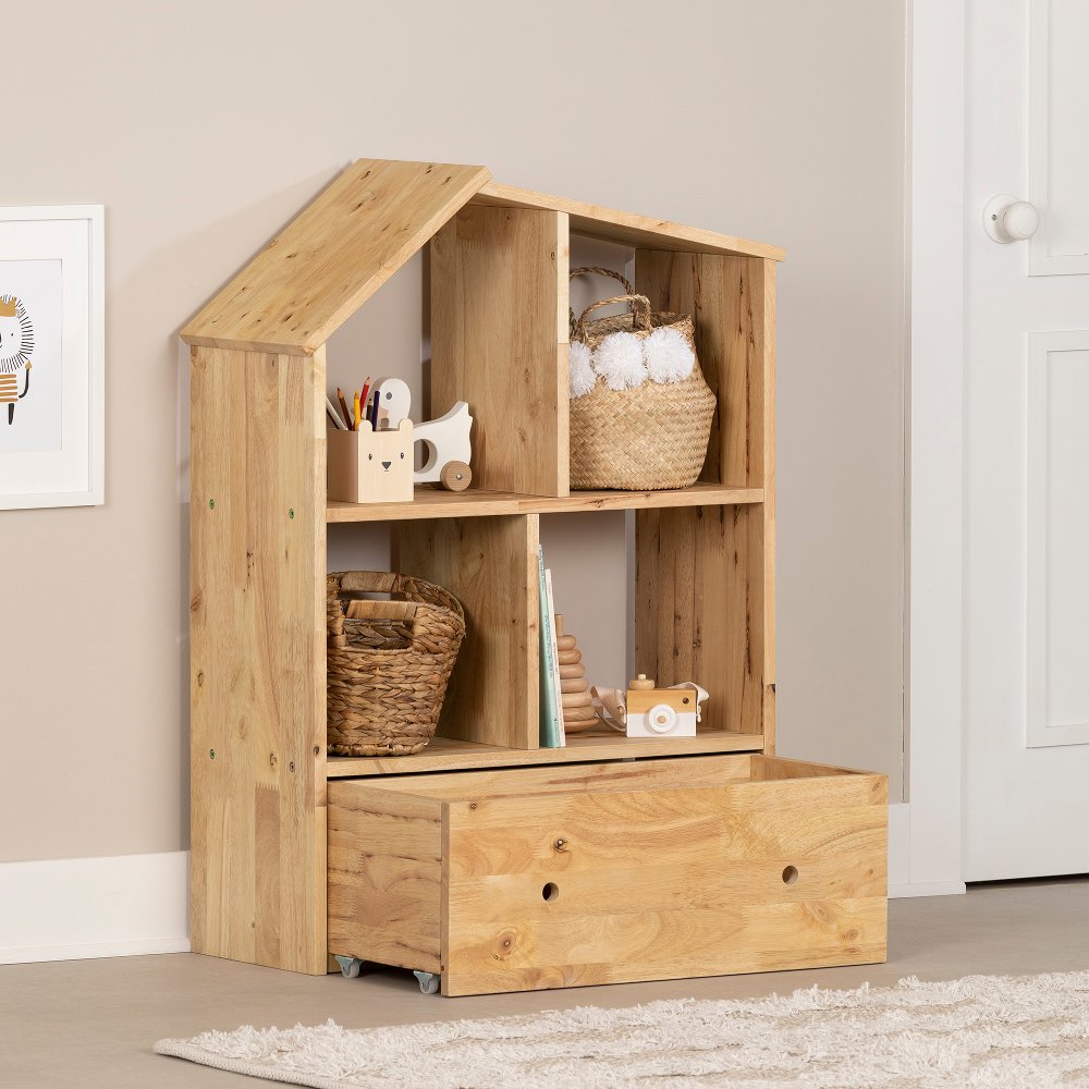 Sweedi Natural Bookcase with Storage Bin - South Shore