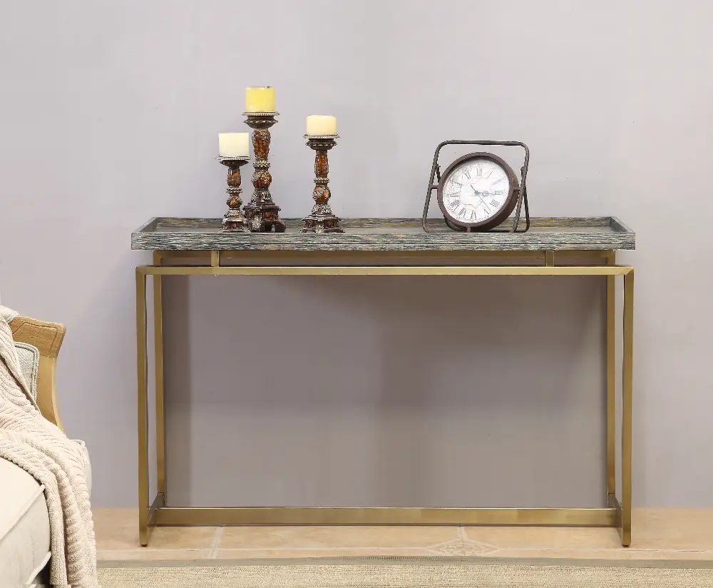 13640 Biscayne Brown and Gold Console Table-1