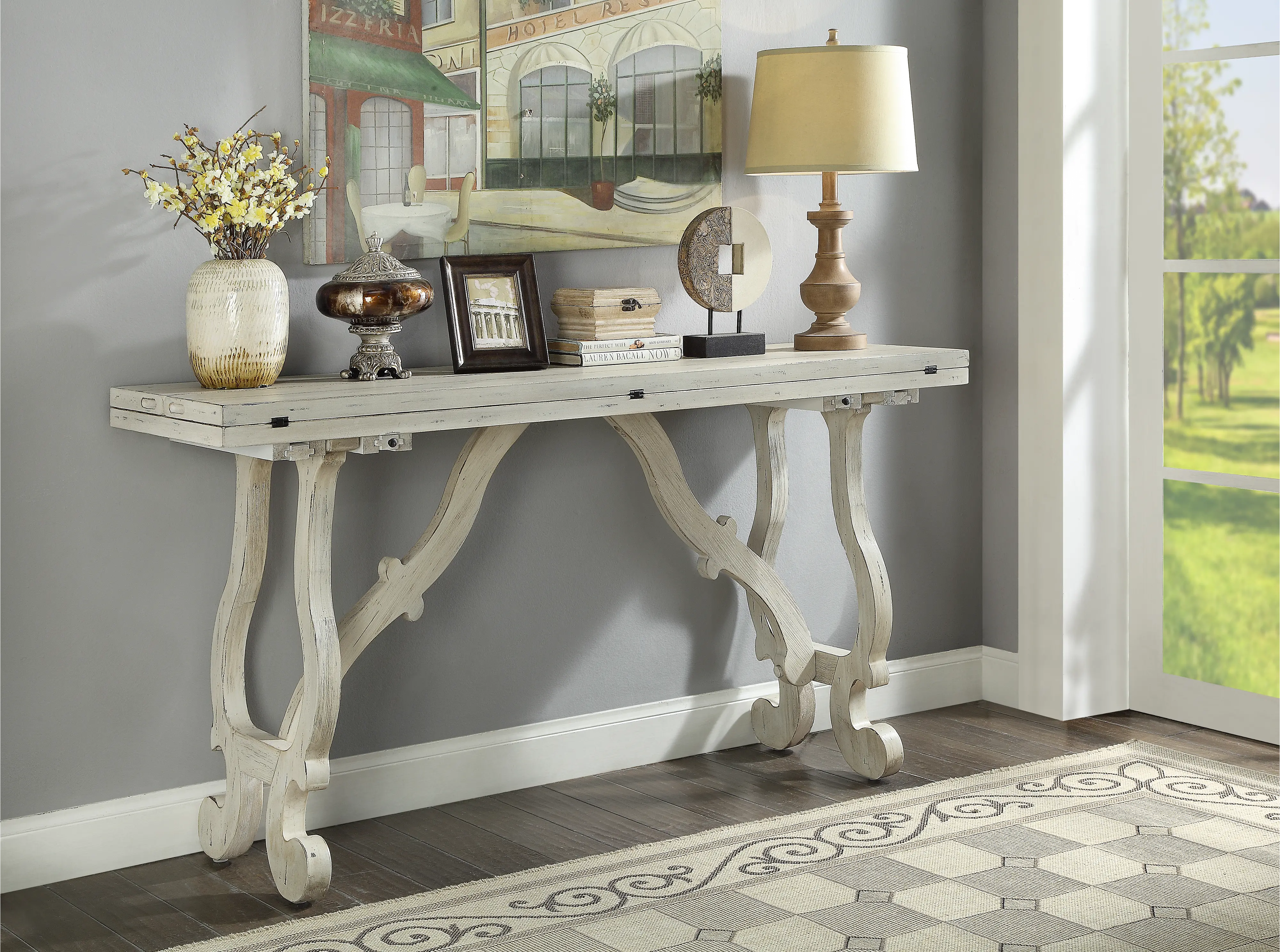 22523 Orchard Park White Fold Out Console sku 22523
