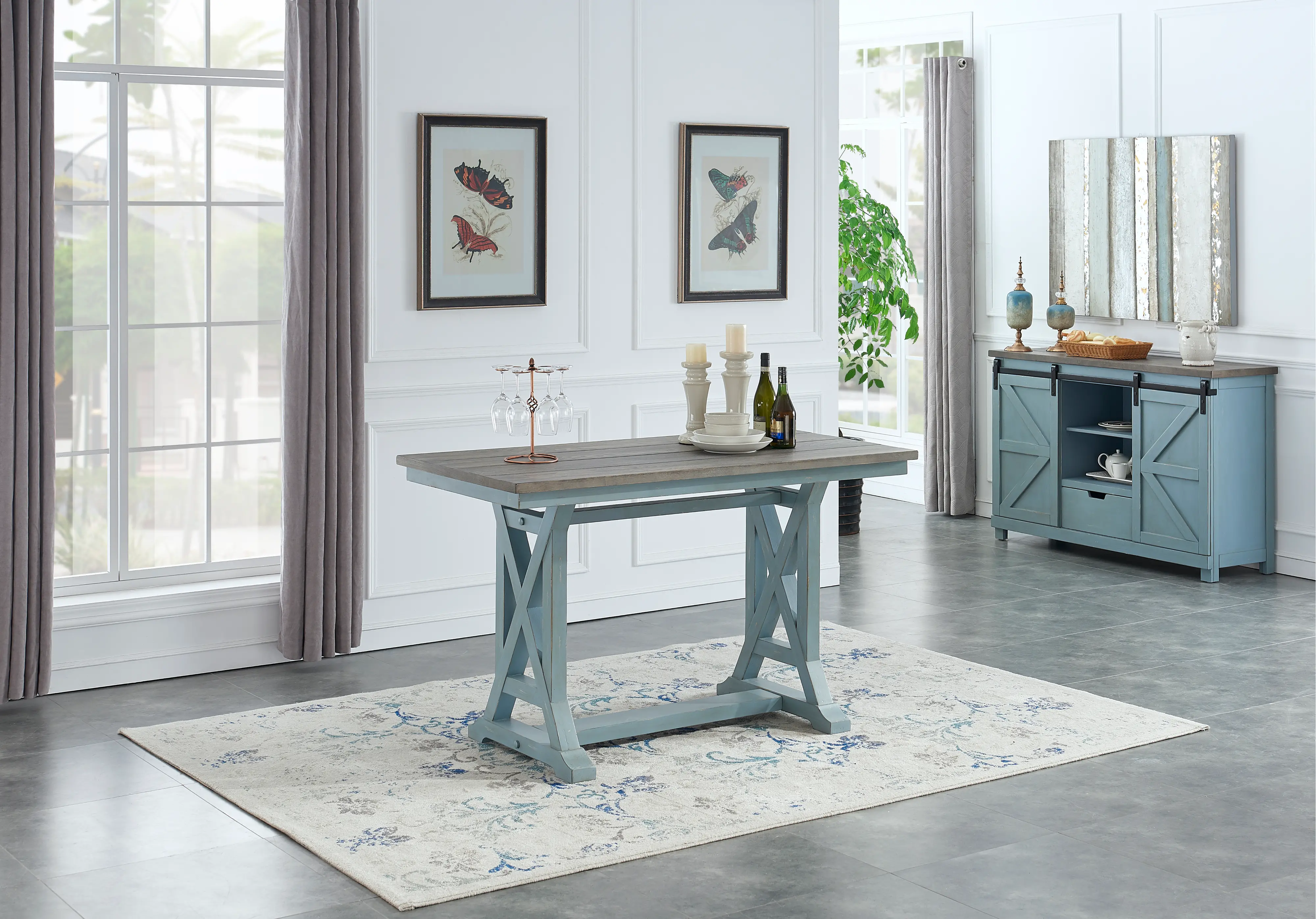 40299 Bar Harbor Blue Counter Height Dining Table sku 40299