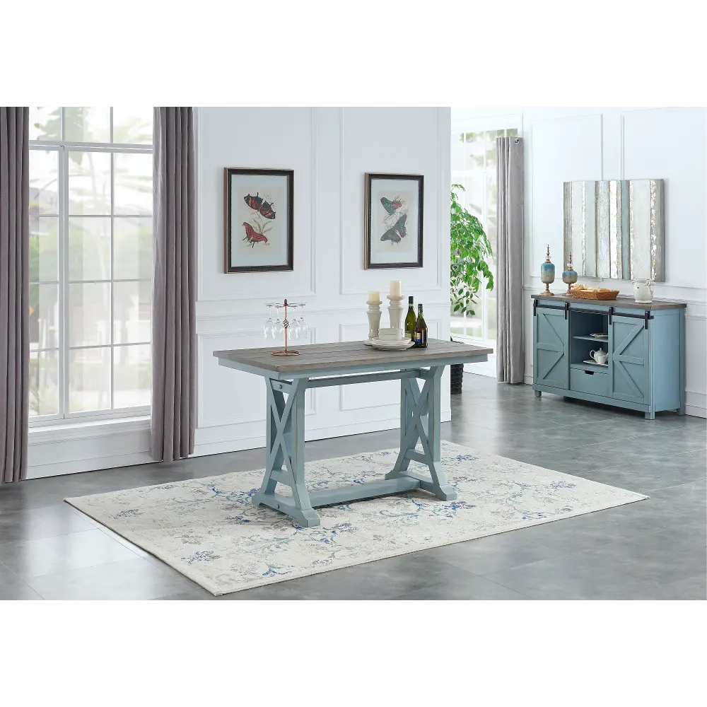 Bar Harbor Blue Counter Height Dining Table-1