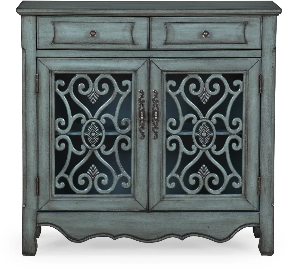 81377 Hood Aged Green Accent Cabinet-1