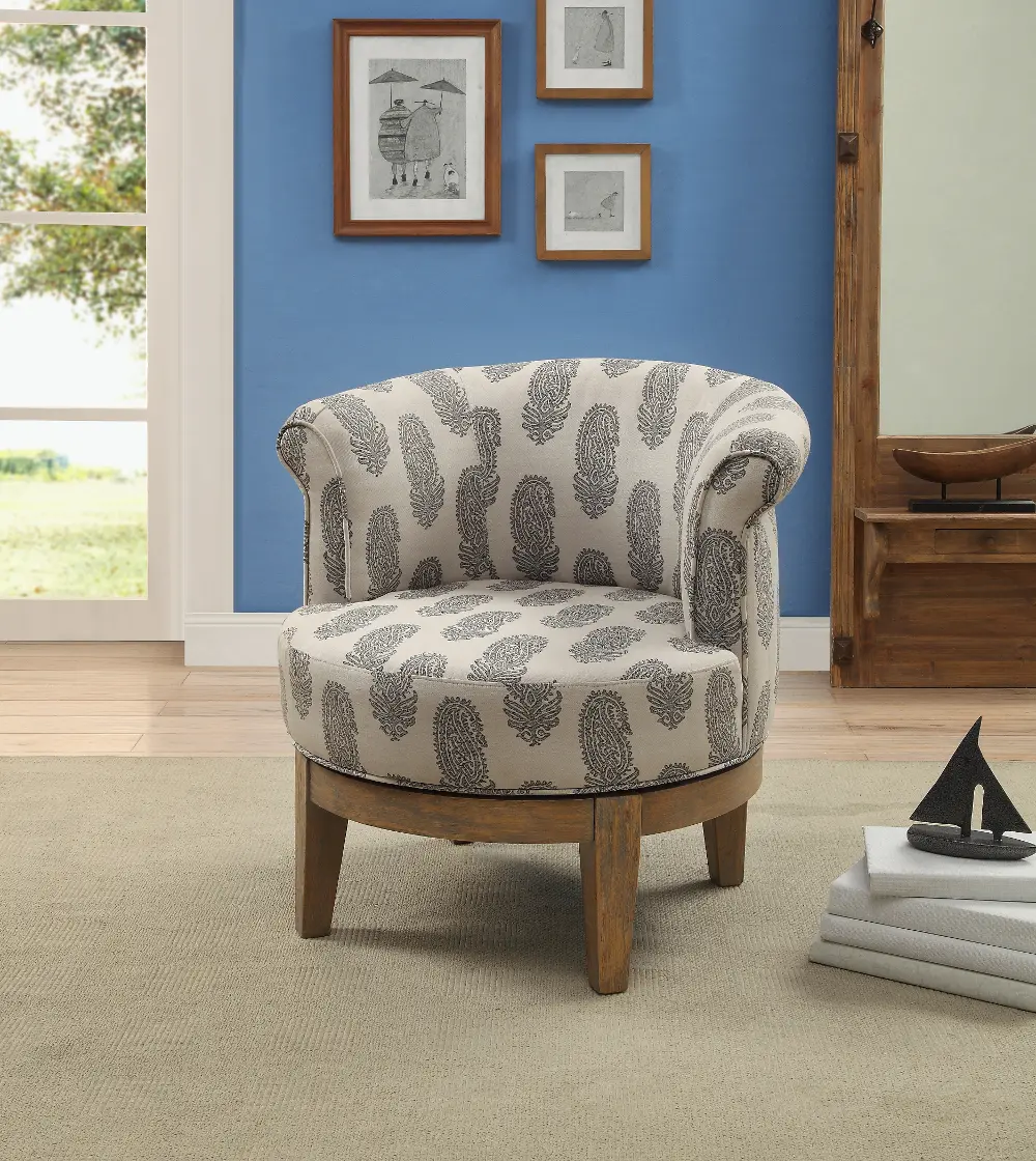 96540 Beachum Gray Paisley Swivel Accent Chair-1