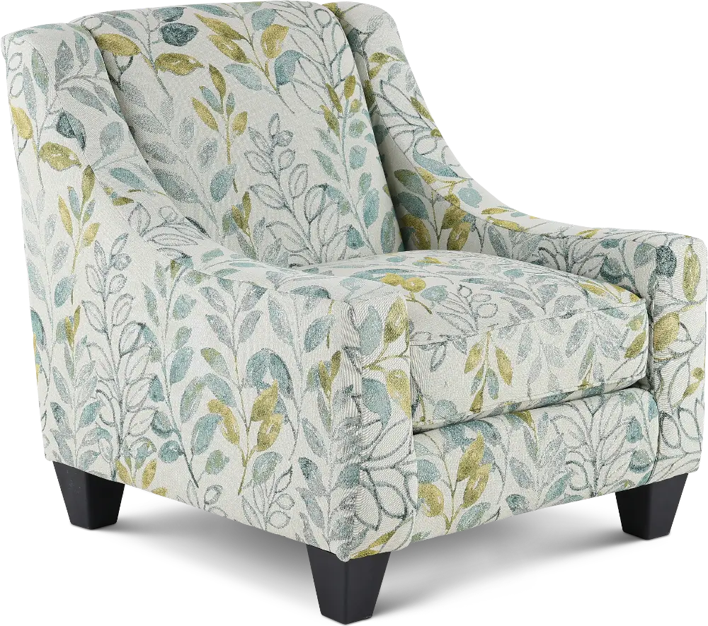 American Farmhouse Off-White Leaf Print Accent Chair-1