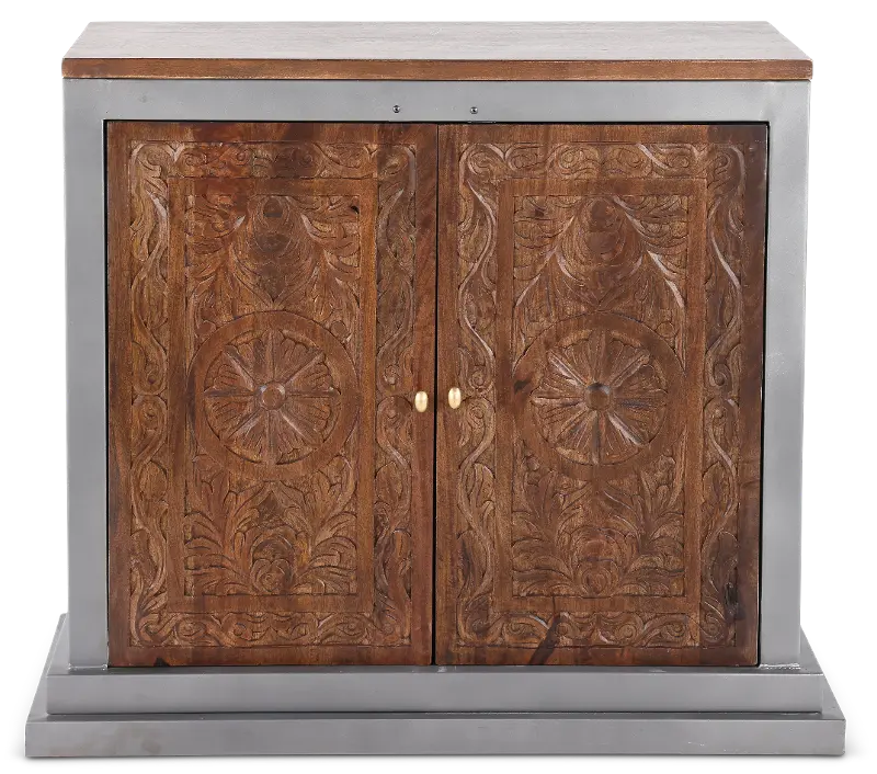 Jaxson Natural Wood and Metal 2-Door Cabinet