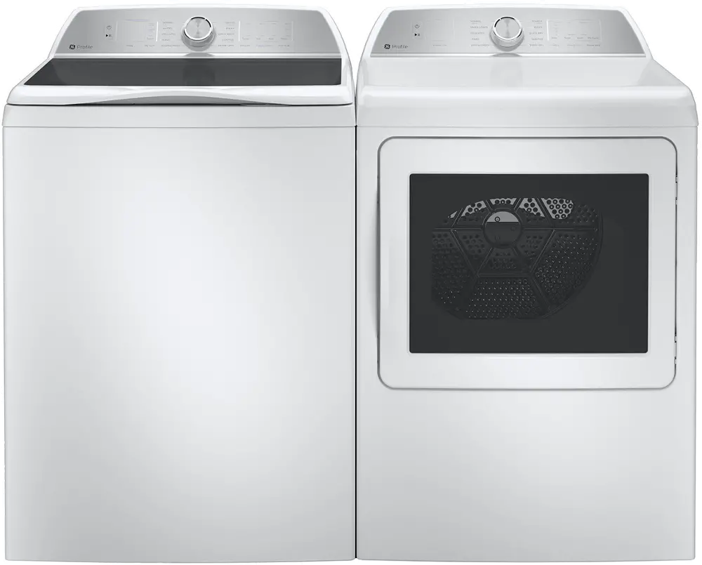 .GEC-W/W-605-ELE--PR GE Profile Top Load Washer and Electric Dryer Set - White, PT605-1