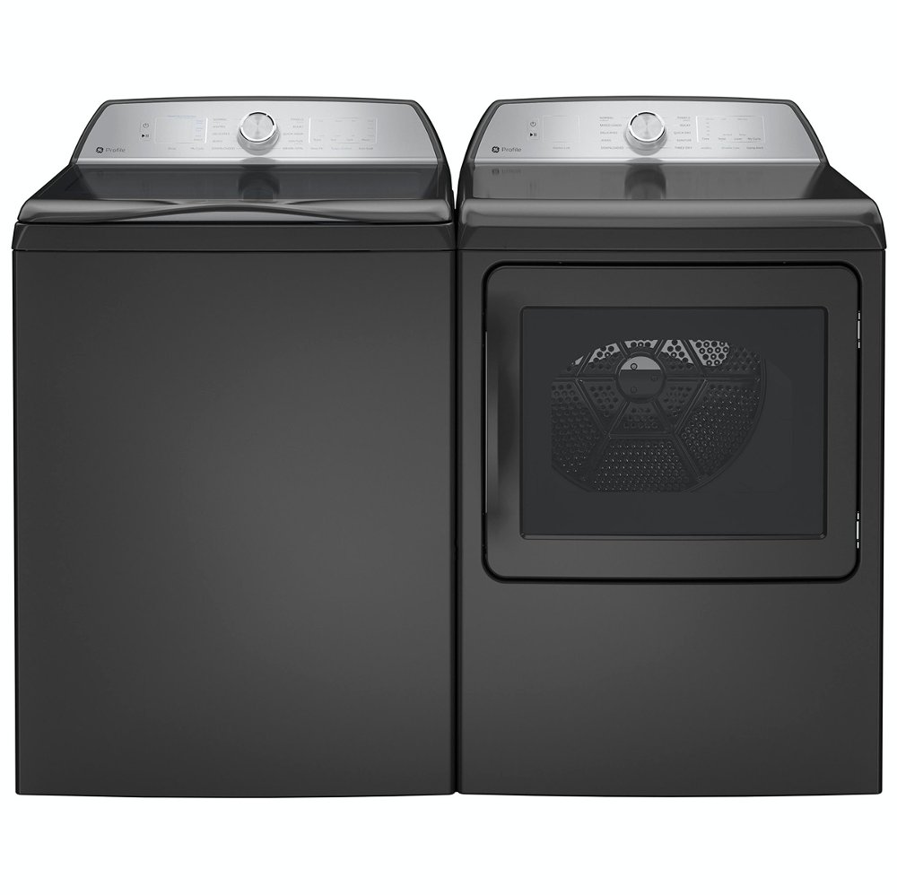 GE Profile Top Load Washer and Gas Dryer Set - Diamond Gray PT605