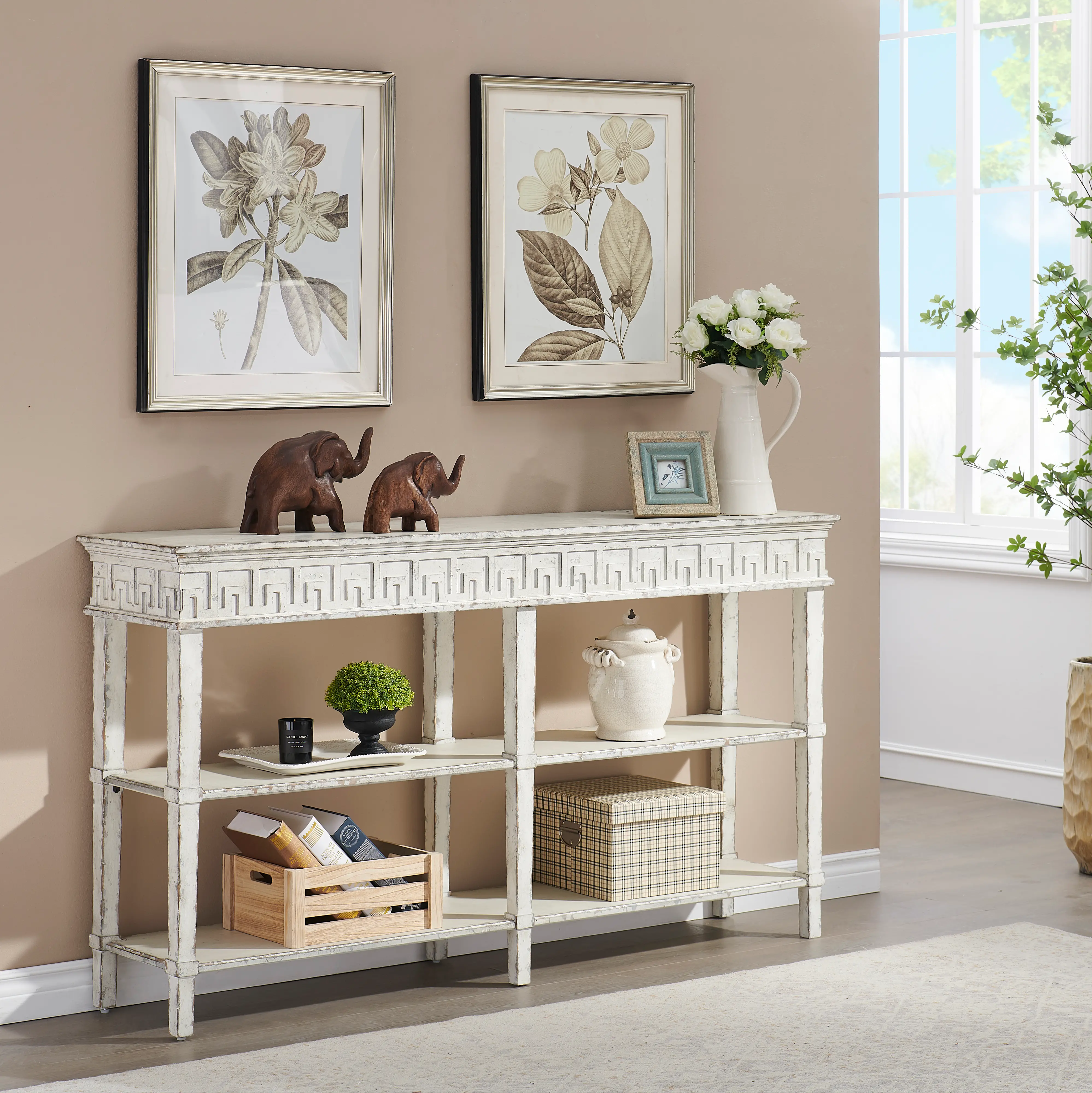 60234 Athens White Console Table sku 60234