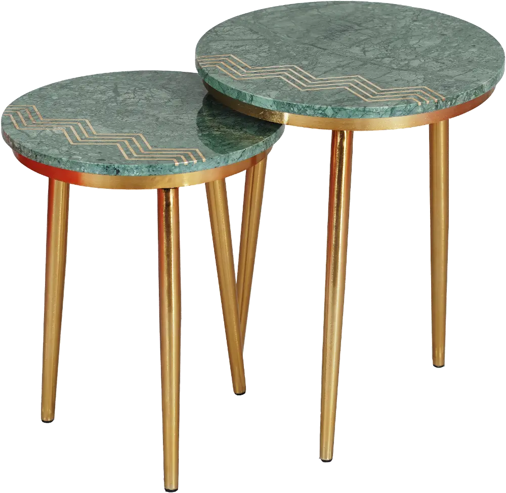 69249 Avery Green Marble Nesting Tables, Set of 2-1