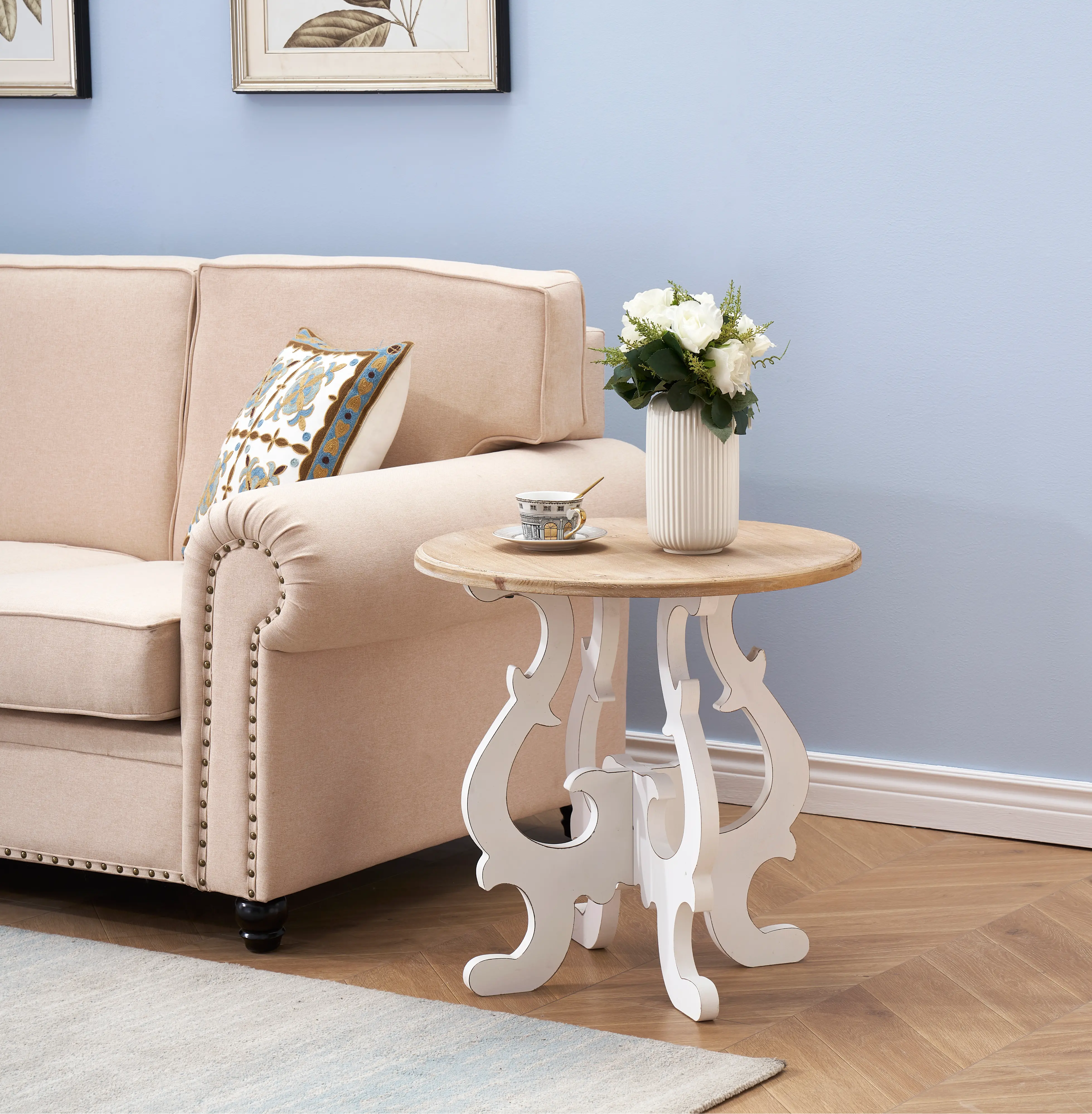 Haven White Round Accent Table