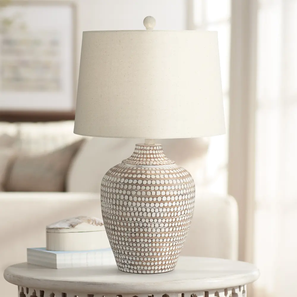 Alese White and Beige Table Lamp-1