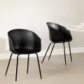 14347 Flam Black Chair Set with Black Metal Legs - South Shore