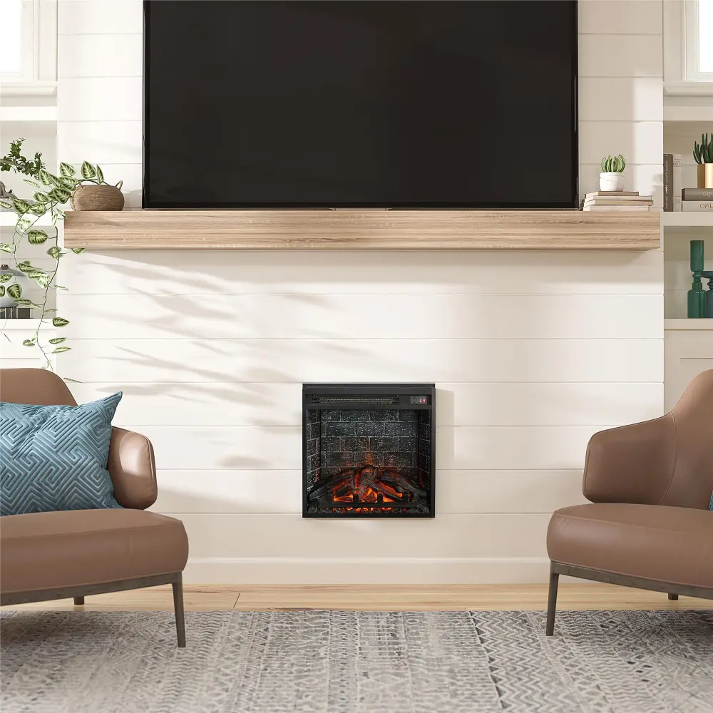 Altra Flame Black 18 inch Electric Glass Front Fireplace Insert with Remote-1