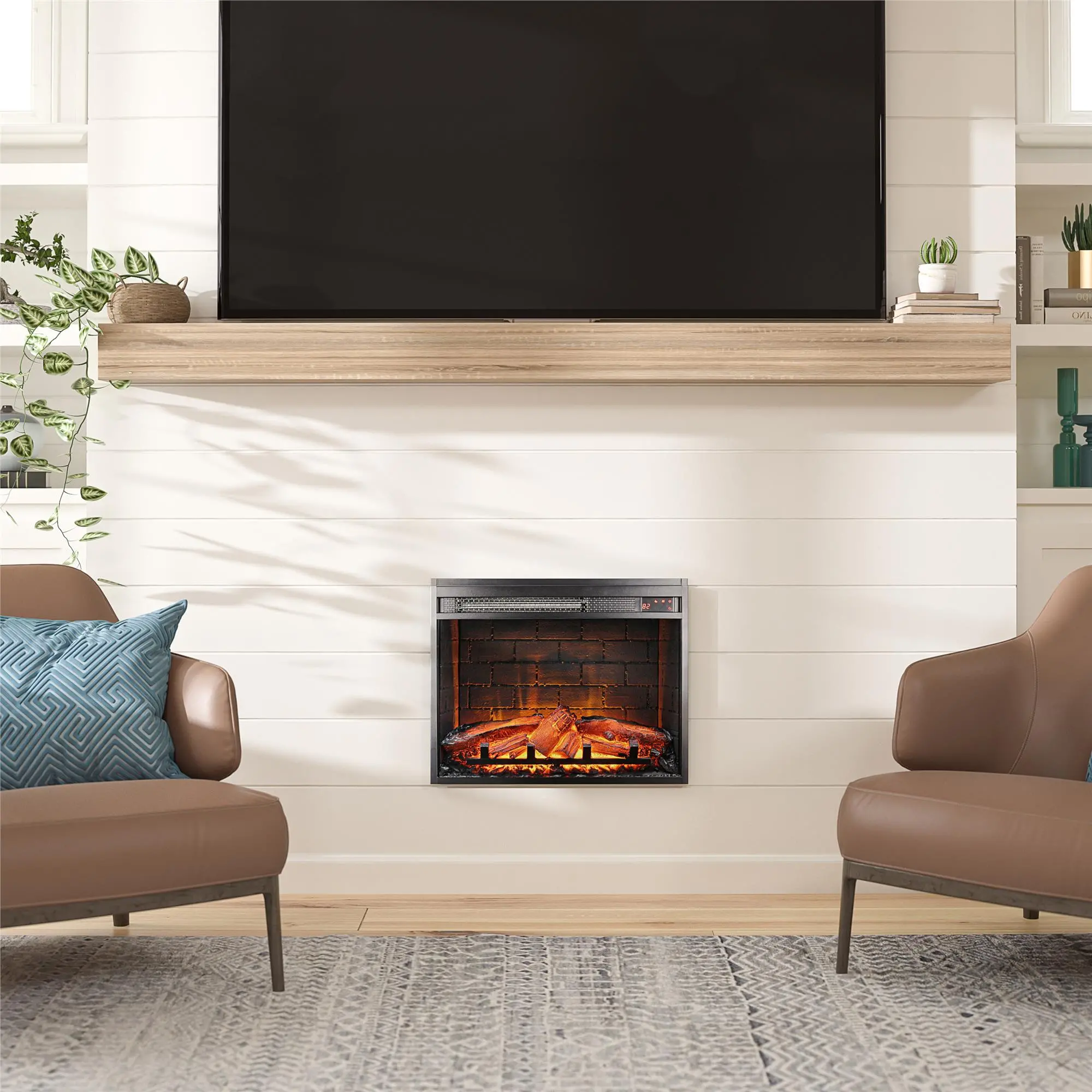 Altra Flame Black 23 Electric Glass Front Fireplace Insert...