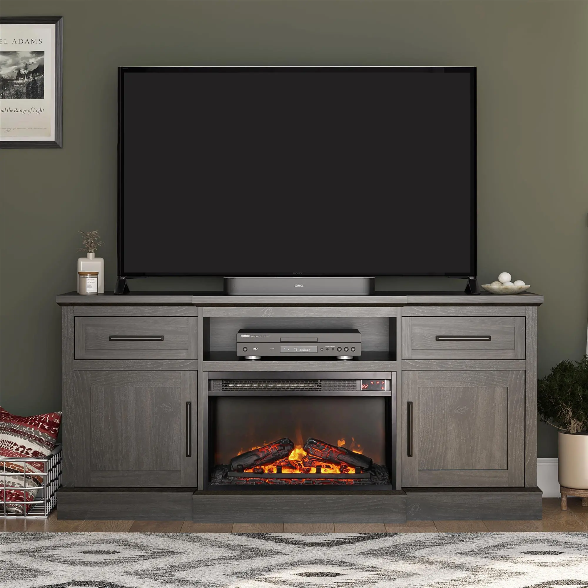 6951897COM Gablewood Espresso 65 Electric Fireplace & TV Cons sku 6951897COM