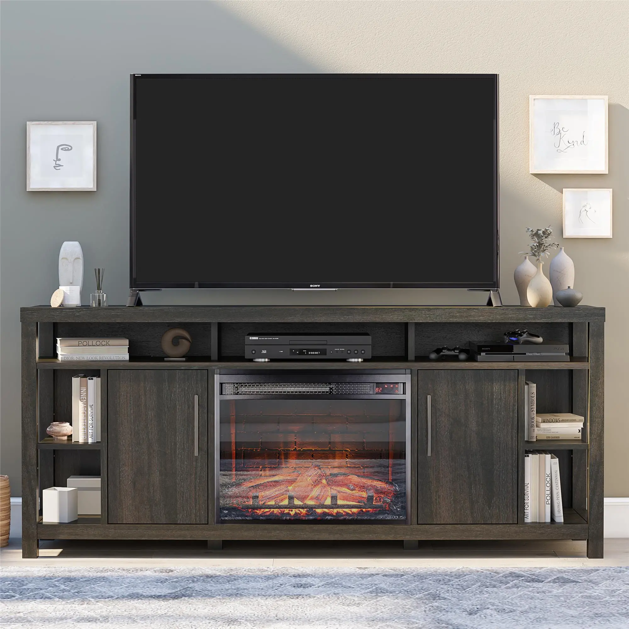 8120897COM Garrick Espresso 75 Electric Fireplace TV Console sku 8120897COM
