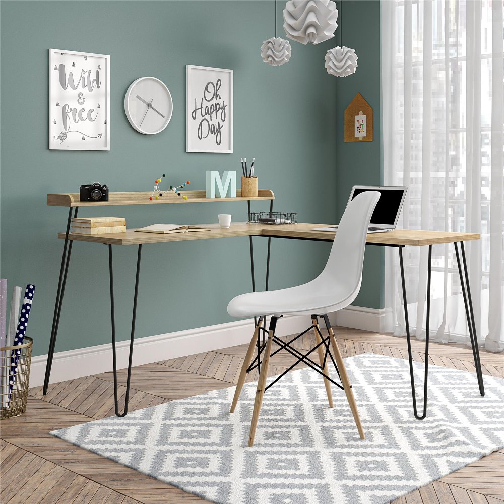 Haven Natural L-Shaped Desk with Riser