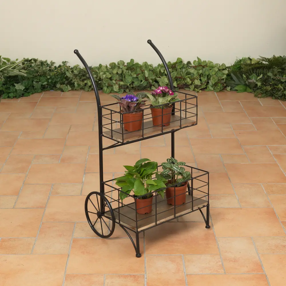 30.5 Inch Metal and Wood Cart-1