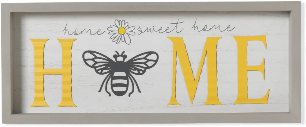 16-Inch Wooden Home-Sweet-Home Bee Wall Art-1