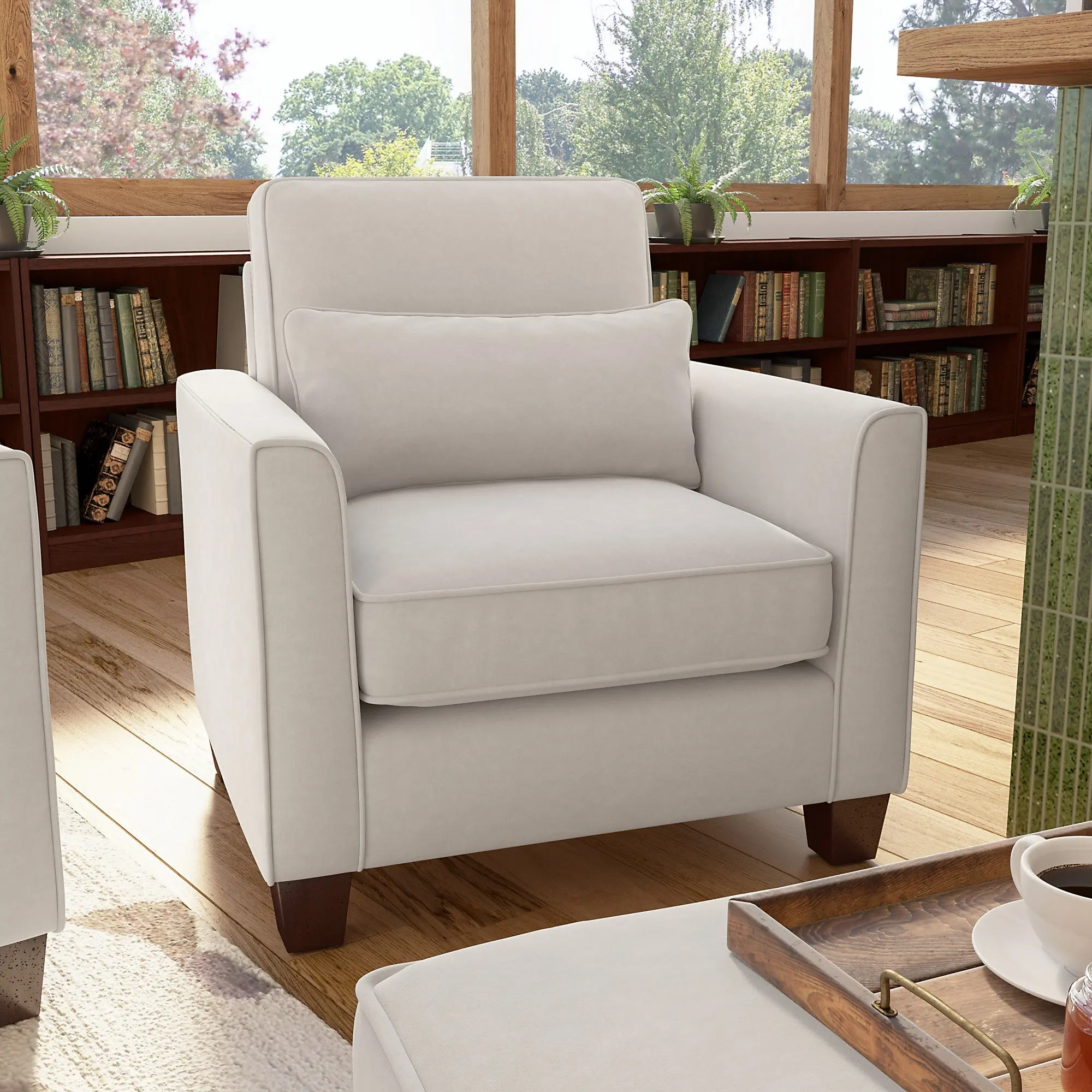 Flare Light Beige Microsuede Accent Chair with Arms