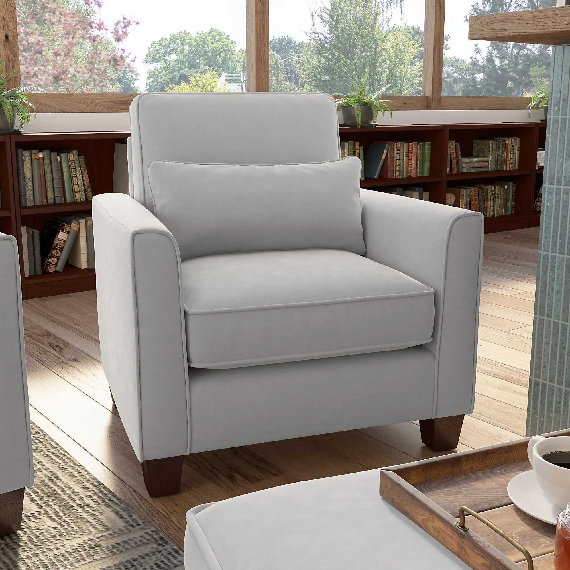 Flare Light Gray Microsuede Accent Chair with Arms