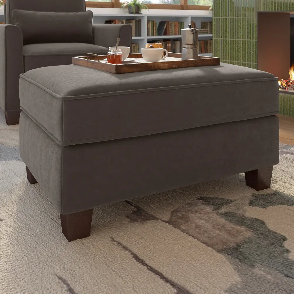 FLO34SCBM-Z Flare Chocolate Brown Microsuede Storage Ottoman - Bush Furniture-1