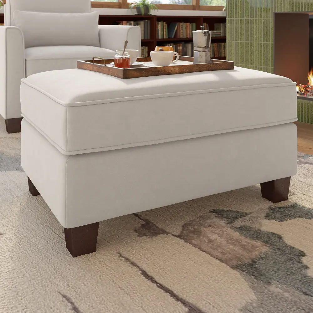 FLO34SLBM-Z Flare Light Beige Microsuede Storage Ottoman - Bush Furniture-1