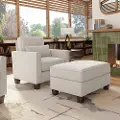 FLR010LBM Flare Light Beige Microsuede Accent Chair with Ottoman Set
