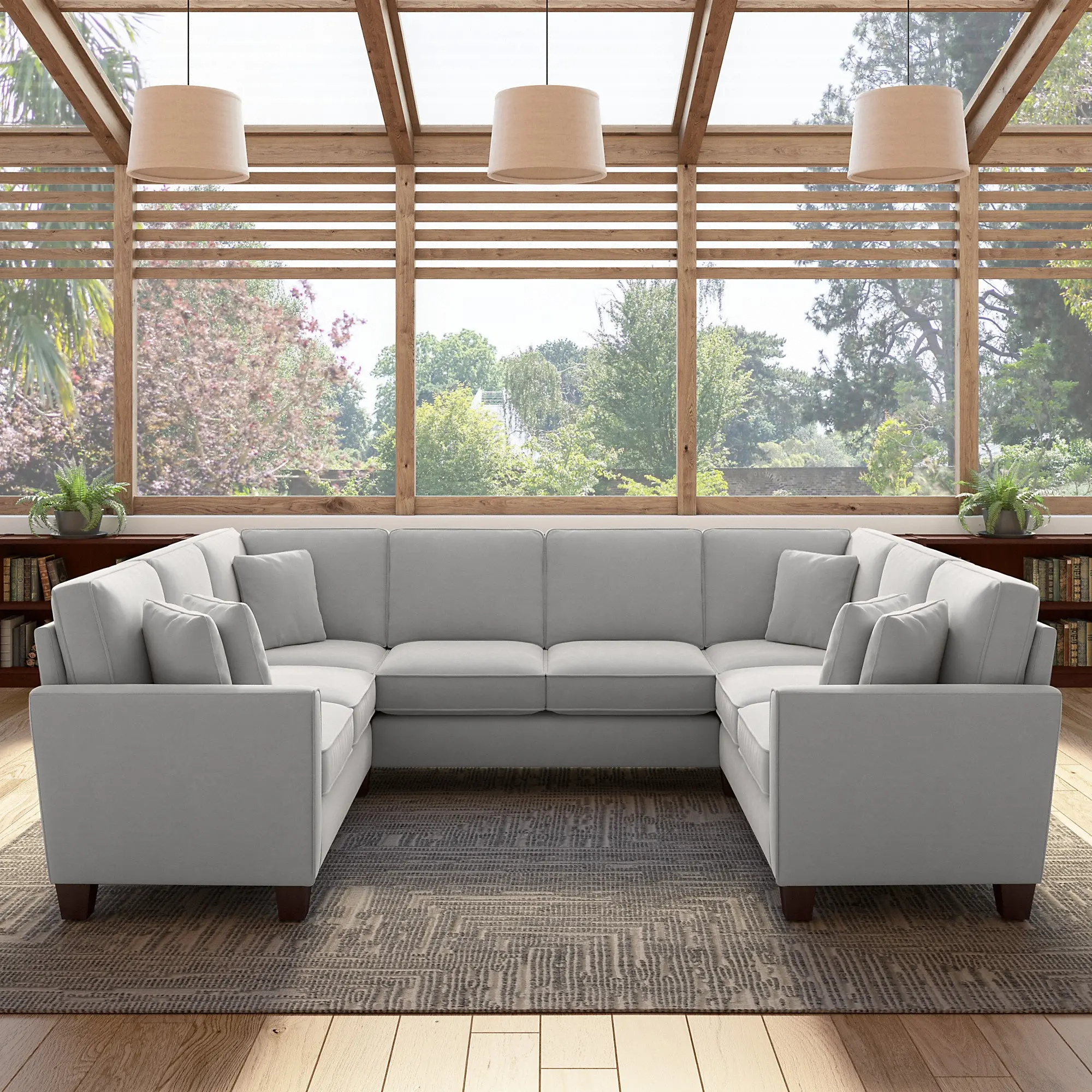 Flare Light Gray Microsuede U Shaped Sectional - Bush Furniture