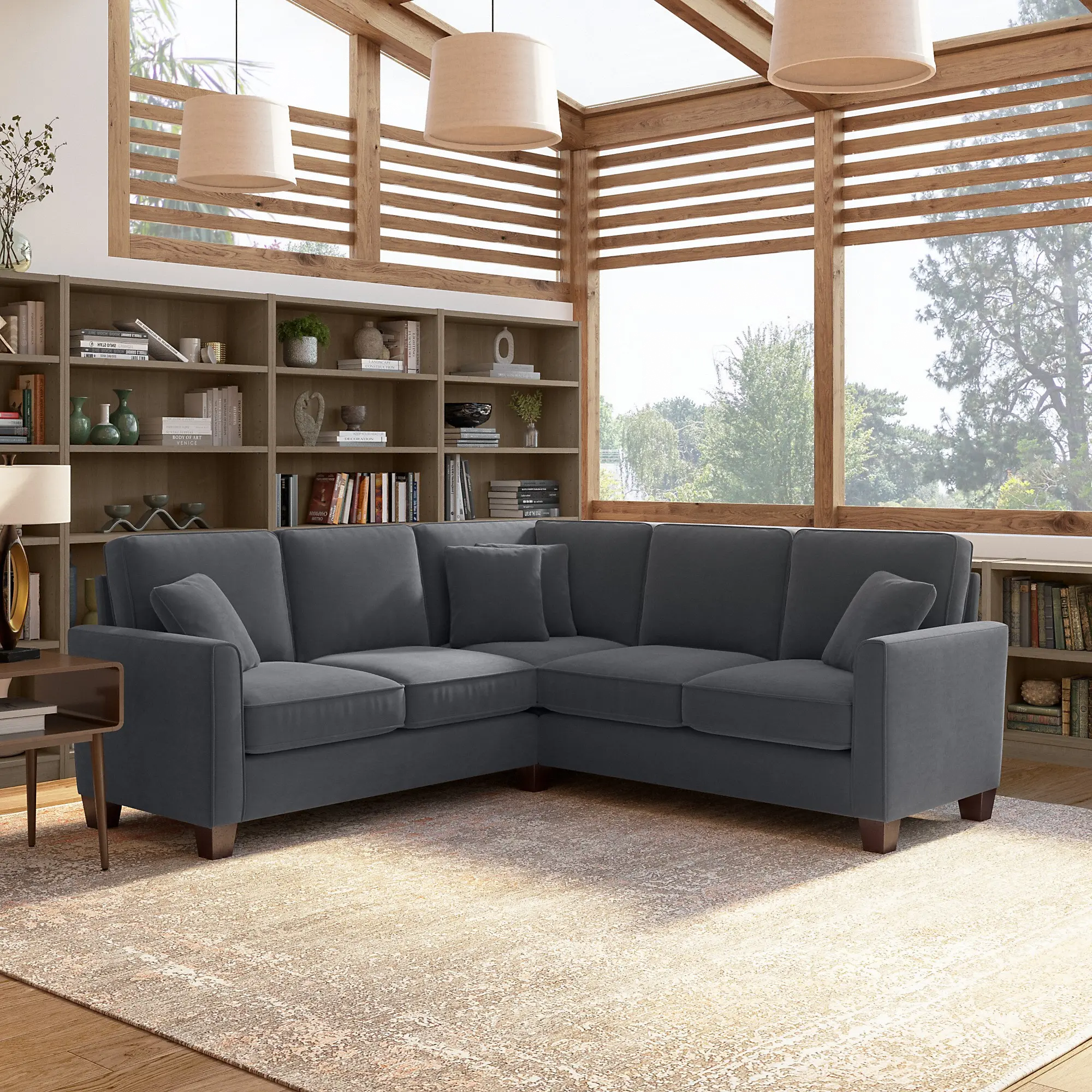 Flare Dark Gray Microsuede L Shaped Sectional - Bush Furniture