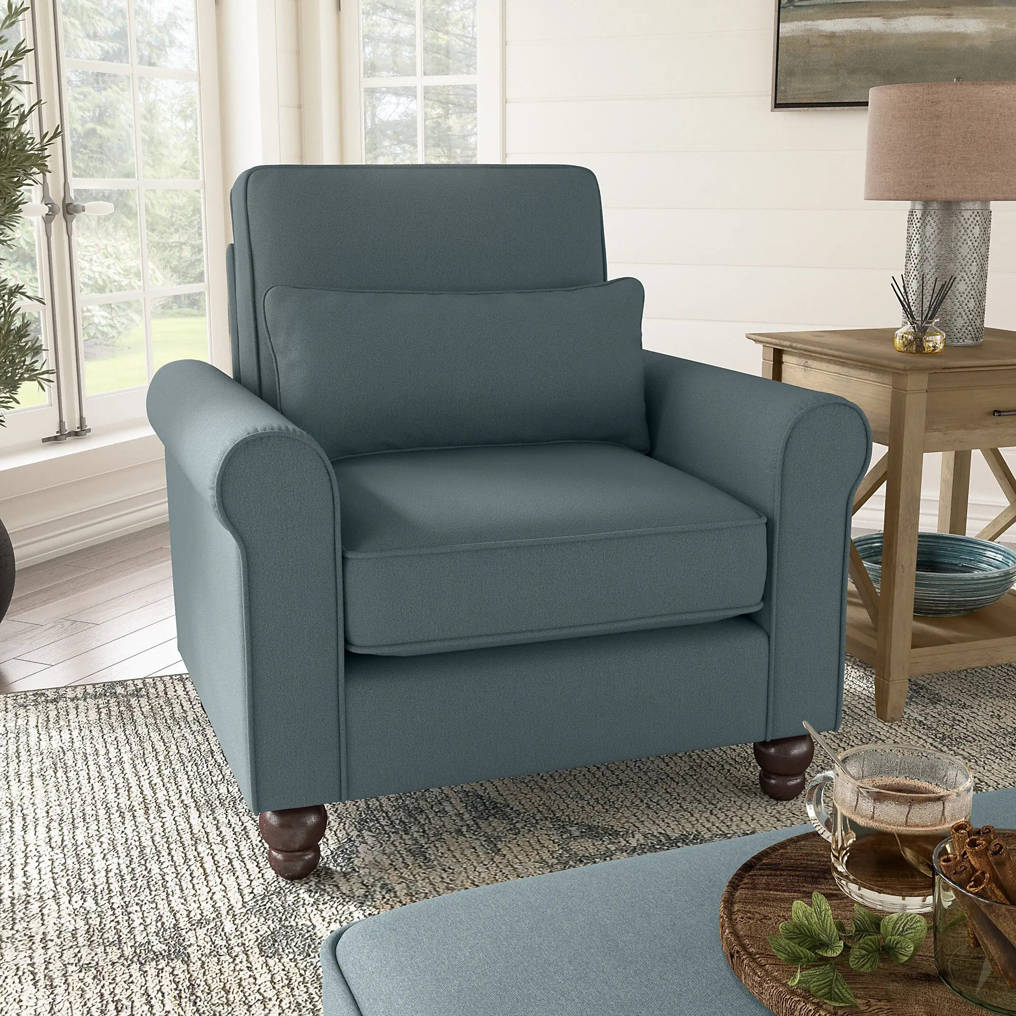 Hudson Blue Accent Chair with Arms - Bush Furniture