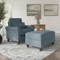 HDN010TBH Hudson Blue Accent Chair with Ottoman - Bush Furniture