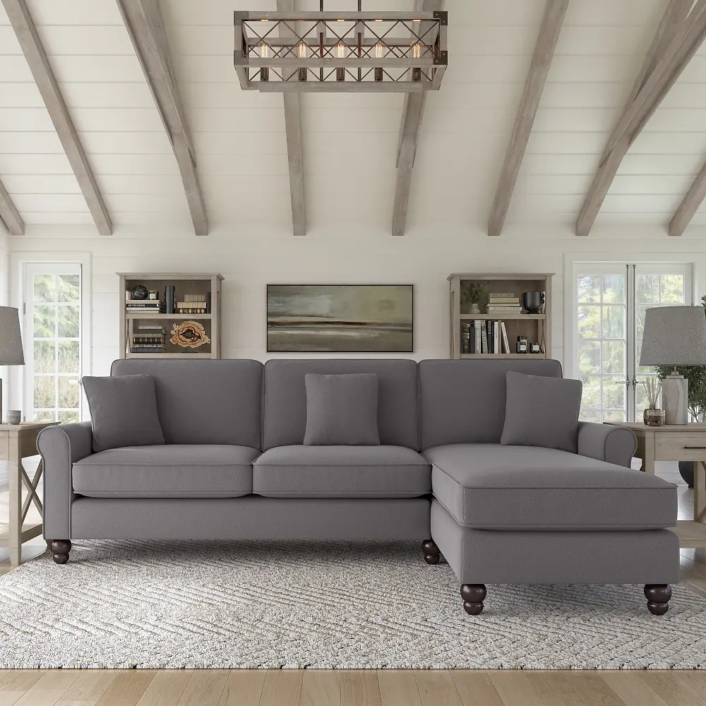 HDY102BFGH-03K Hudson Gray Sectional with Reversible Chaise Lounge - Bush Furniture-1