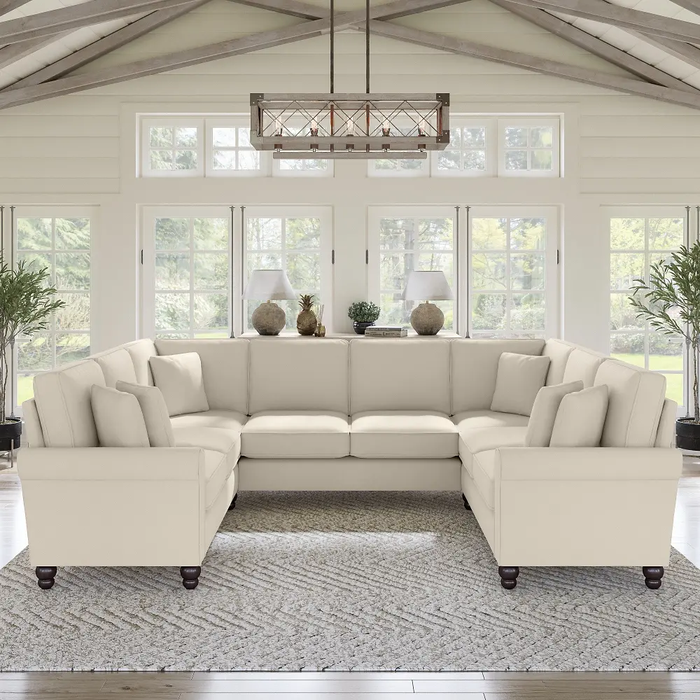 HDY112BCRH-03K Hudson Cream U Shaped Sectional - Bush Furniture-1