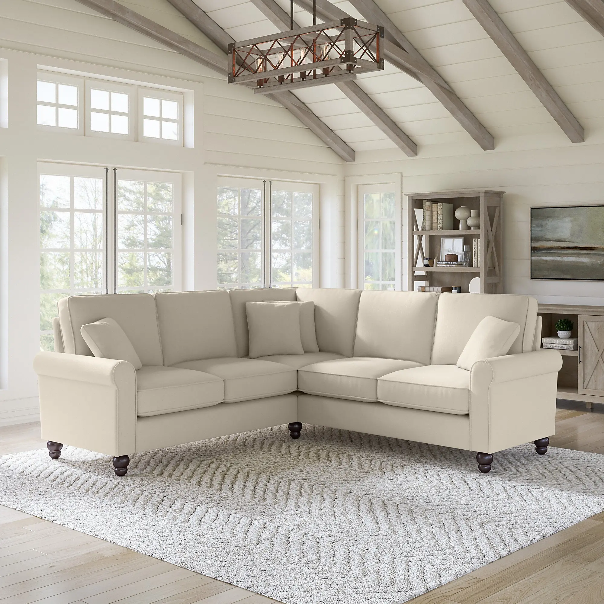 Hudson Cream L Shaped Sectional - Bush Furniture