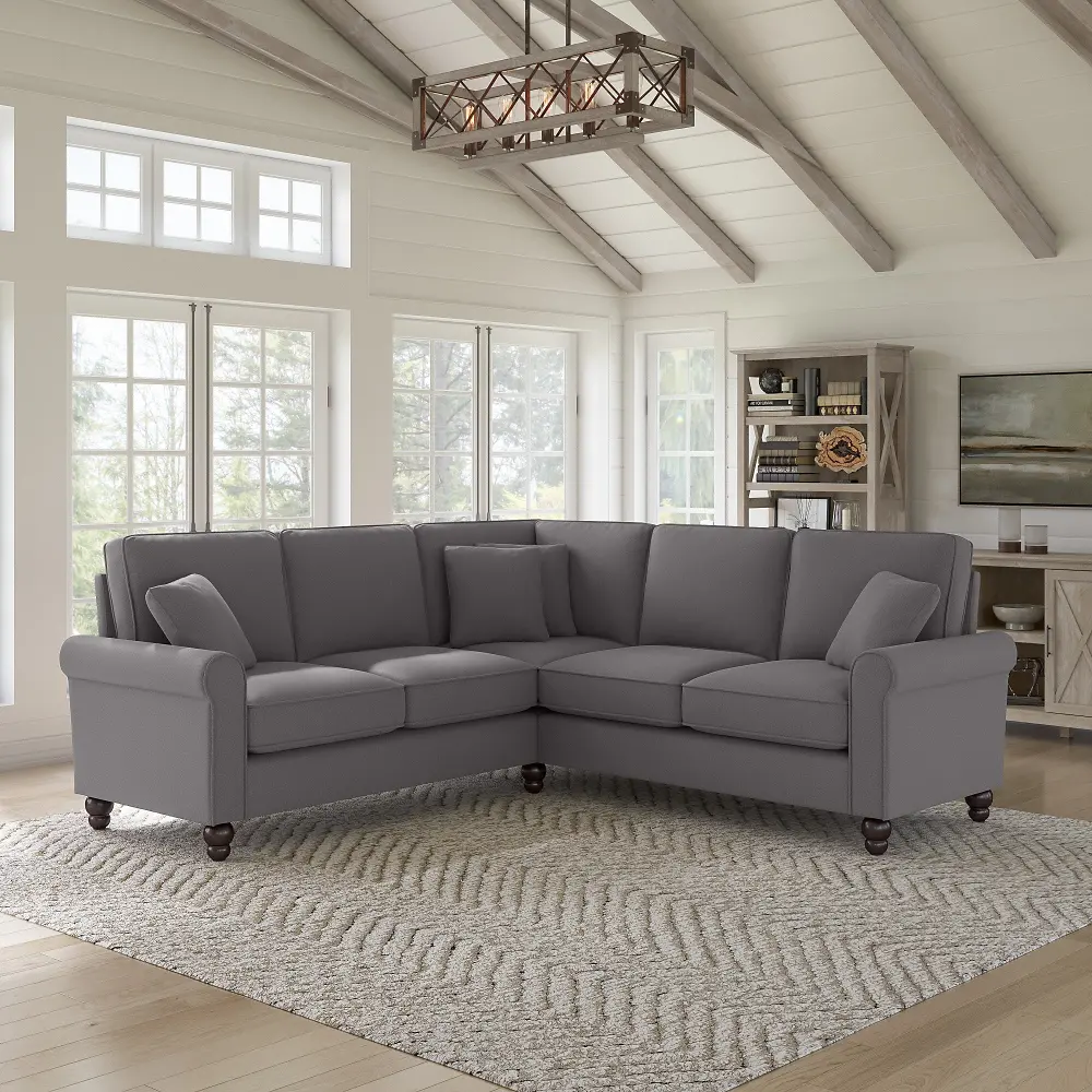 HDY86BFGH-03K Hudson Gray Herringbone L Shaped Sectional Couch - Bush Furniture-1