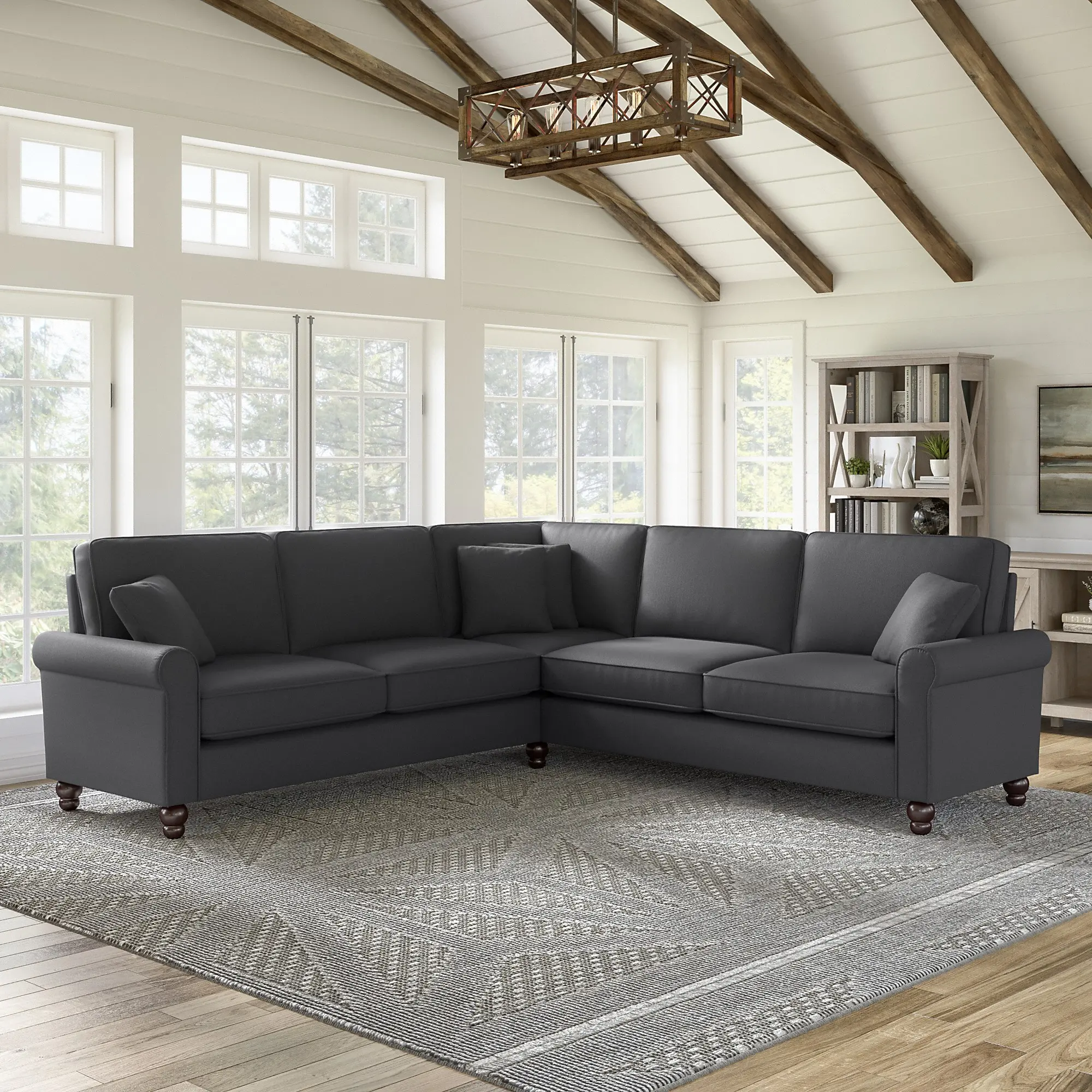 Hudson Charcoal Gray L Shaped Sectional - Bush Furniture