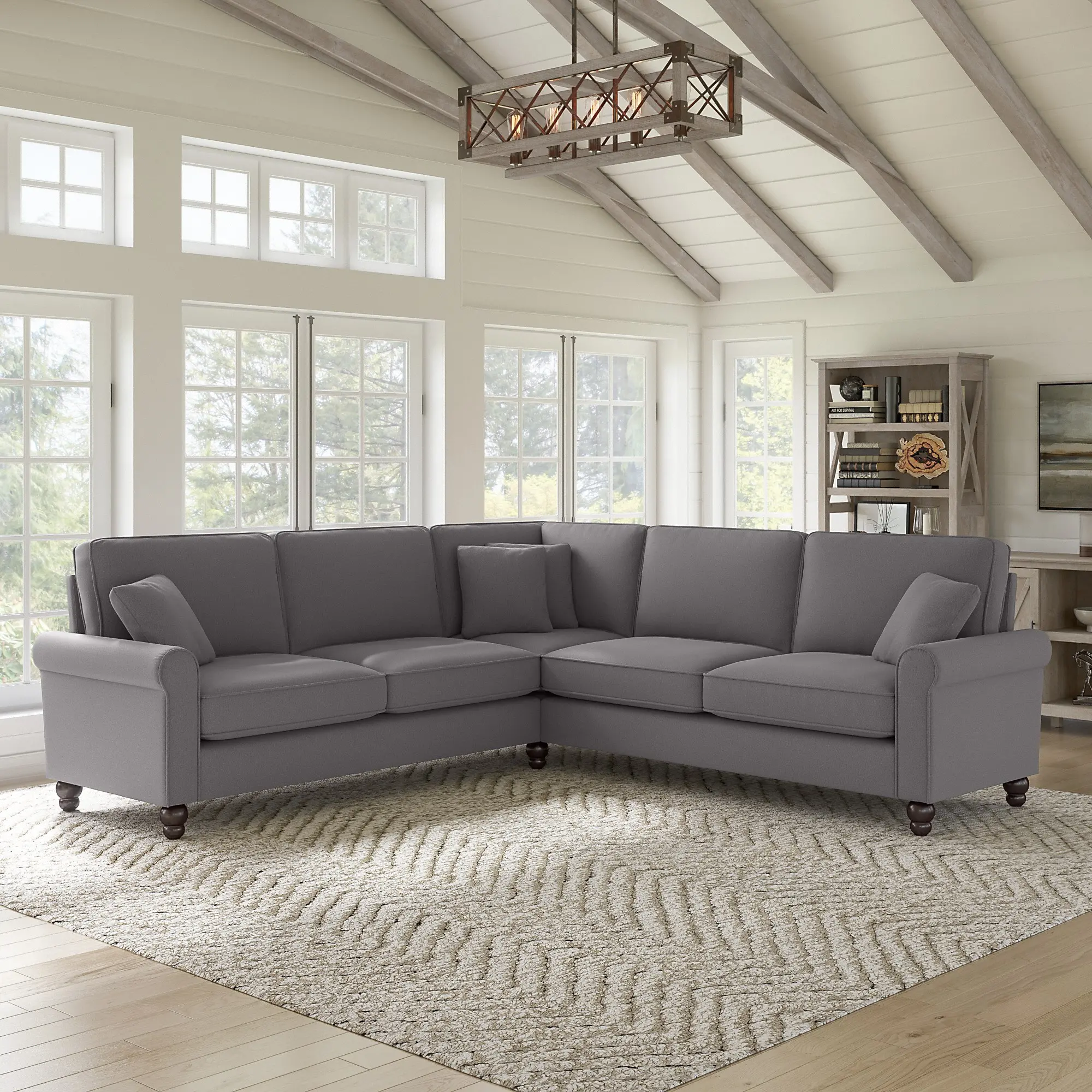 Hudson Gray L Shaped Sectional - Bush Furniture