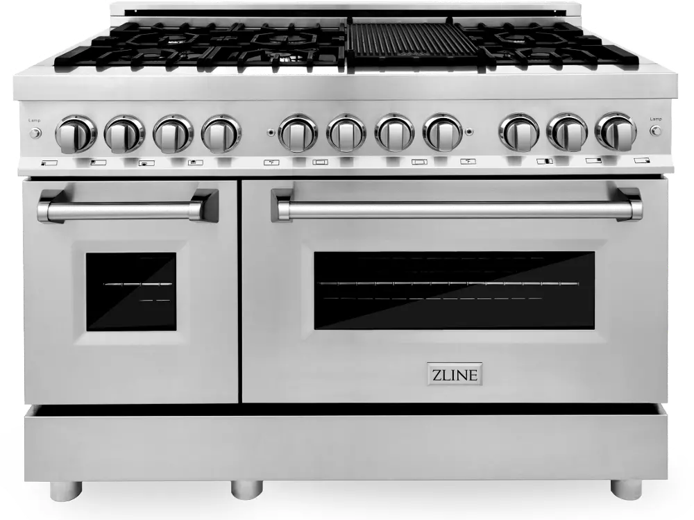 RA48 ZLINE 6 cu ft Dual Fuel Range with Double Oven - 48 W Stainless Steel-1