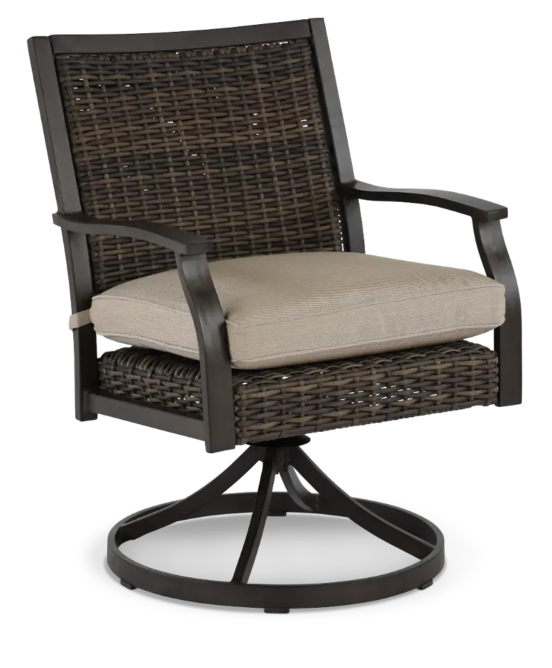 Trenton Brown Swivel Rocker Patio Dining Chair