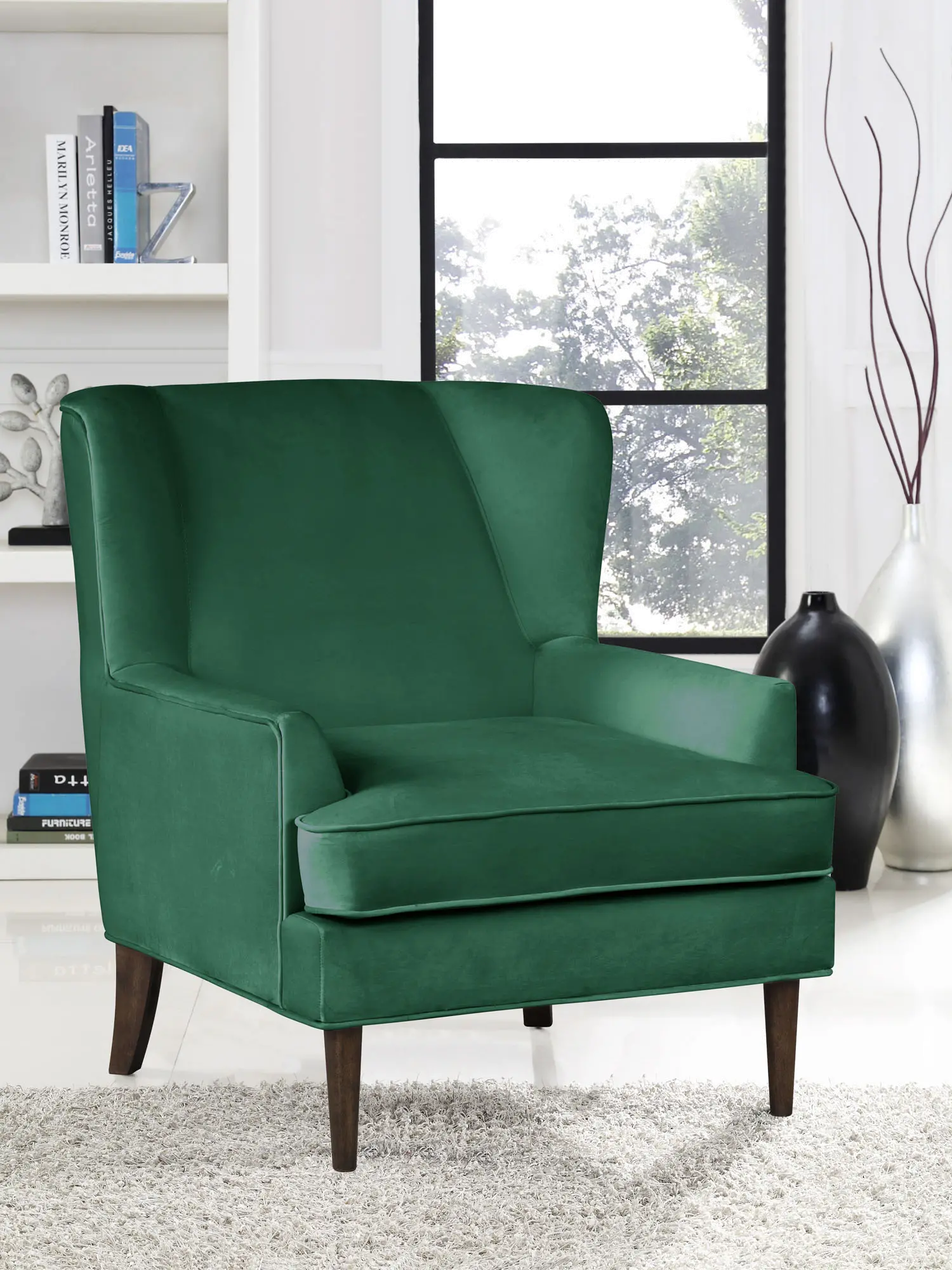 Orlando Green Wingback Accent Chair