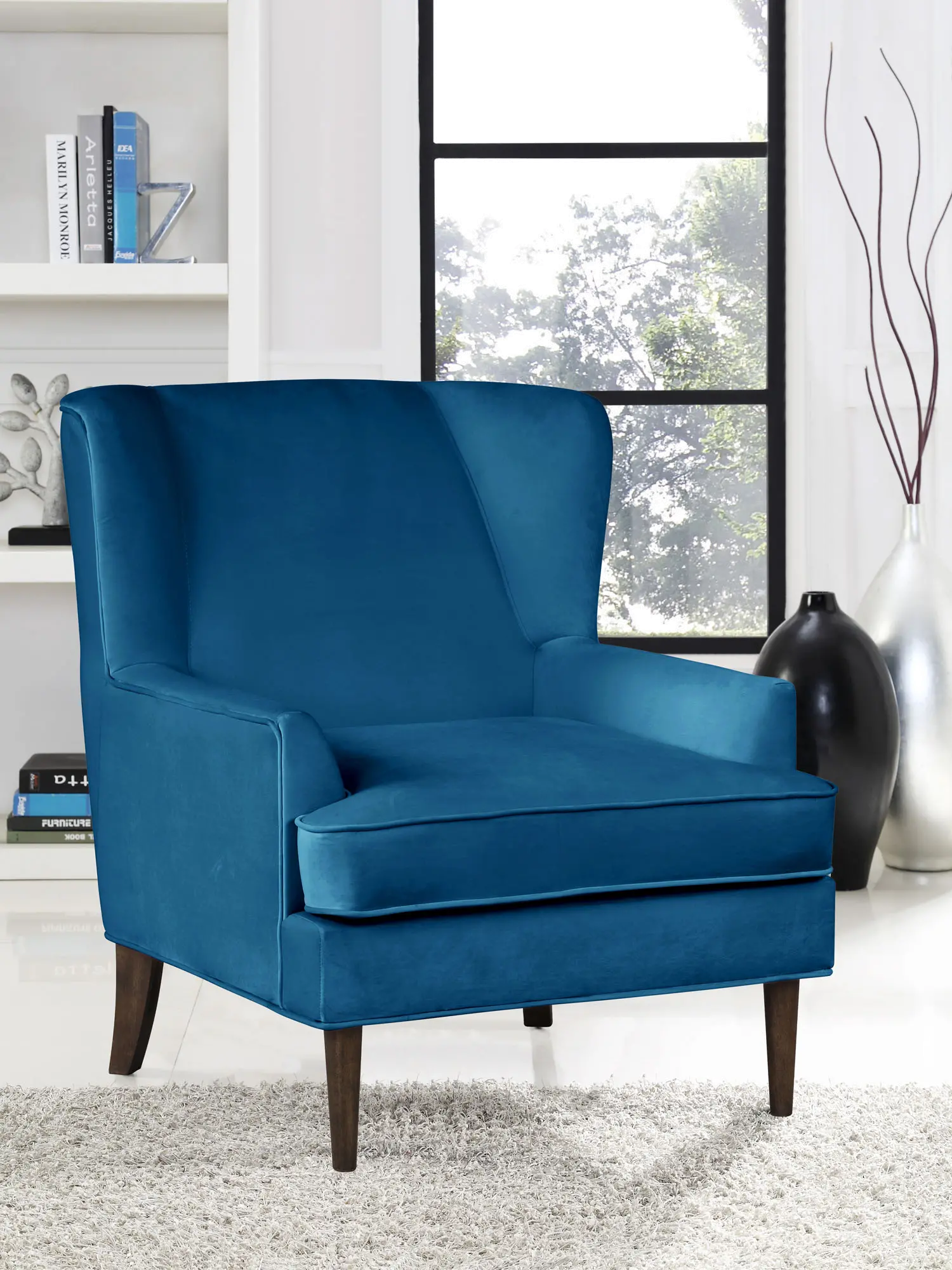 Orlando Blue Wingback Accent Chair